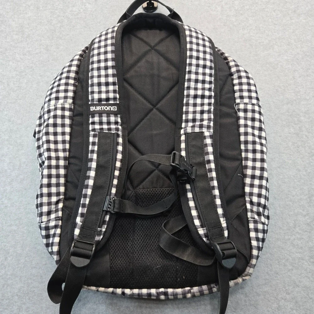 Burton Gingham Check Backpack Black White Blue Padded Laptop Sleeve Daypack